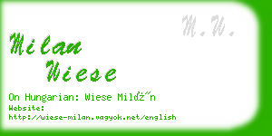 milan wiese business card